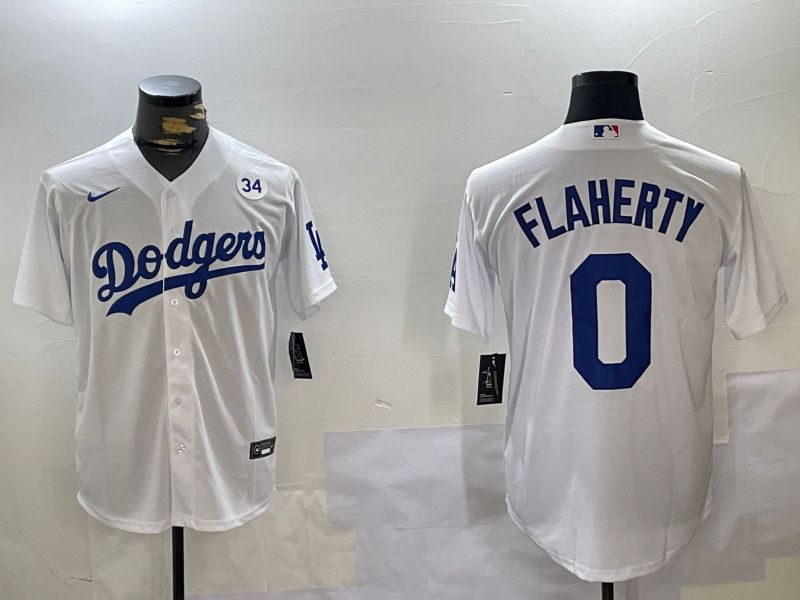 Men Los Angeles Dodgers #0 Flaherty White Game 2024 Nike MLB Jersey style 11202->los angeles dodgers->MLB Jersey